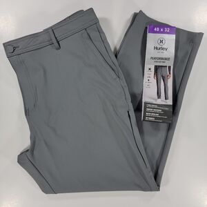 NEW Hurley Men's Regular Fit Performance Stretch Chino Pants Gray 40X32 NWT